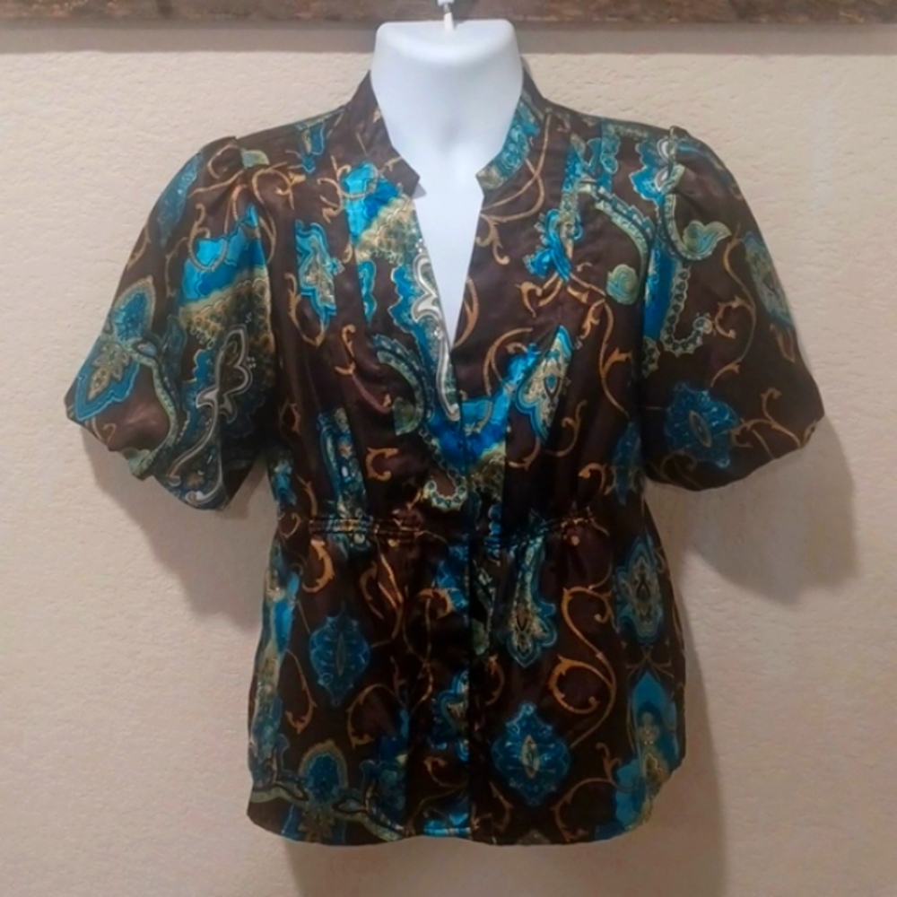 Allison Taylor M silky blouse short sleeve